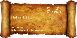 Hahn Lili névjegykártya